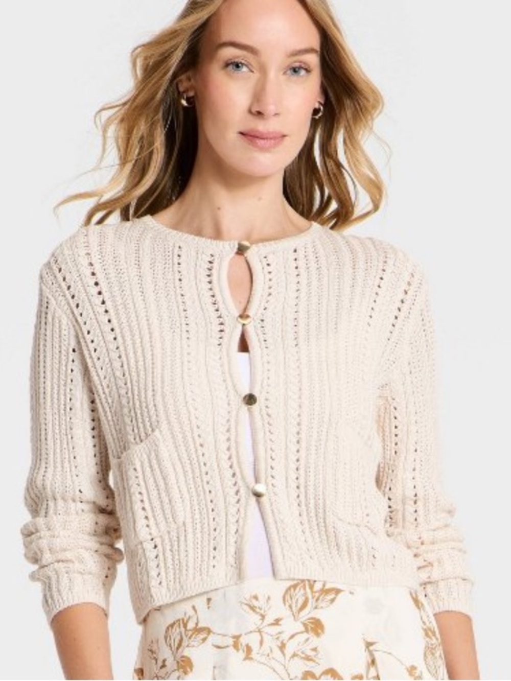 Women's Pointelle Lady
Cardigan Sweater - A New
Day™ Cream new